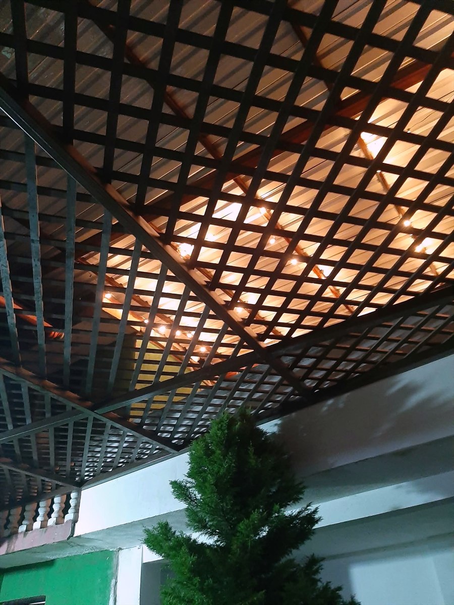 Entramado de perfiles metálicos bajo una cubierta